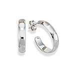 Rhodium-plated Matte and Shiny Hoop with Post